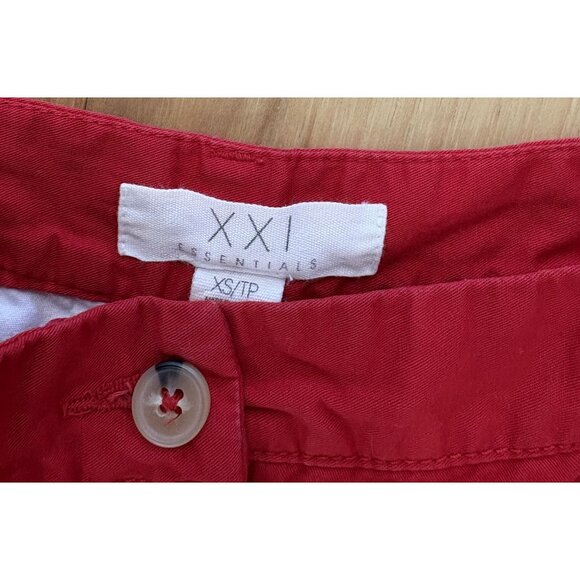 XXI Essentials Red Cuffed Shorts XS 100% Cotton EUC - Picture 2 of 3